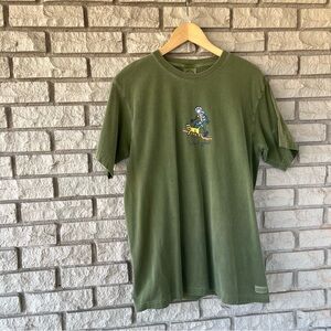 Life Is Good Olive Green Dog And Hiker Graphic Tee
Size Medium